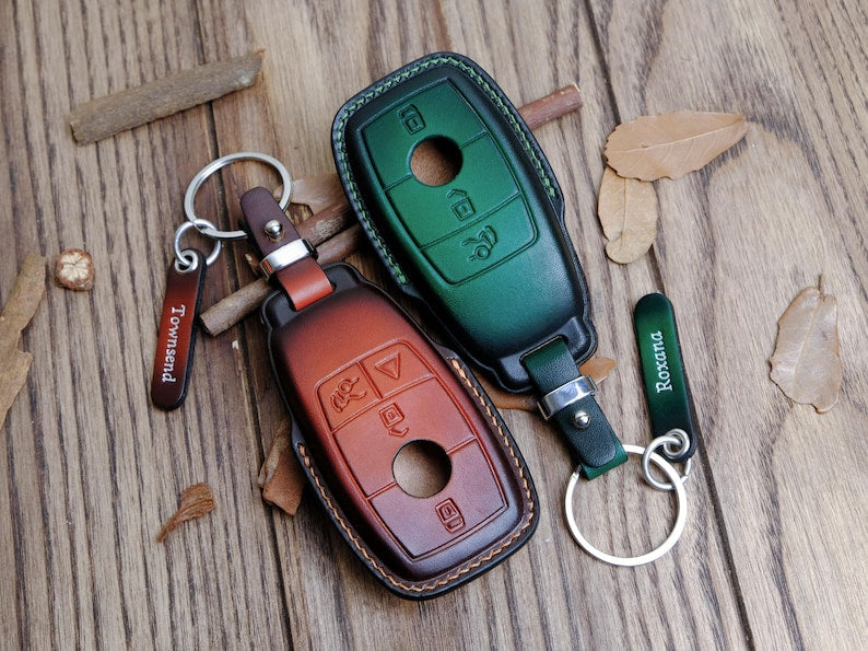 Mercedes E-Class Key Fob Cover, Handcrafted Leather Key Case For Mercedes S-Class A-Class C-Class G-Class, Gift For Dad
