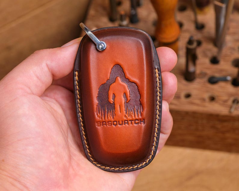 All Ford Mustang Key Fob Cover, Customized Leather Case for Dark Horse, GT, RTR, Mach-E, Mach-1 Shelby, Personalized Gift For Him