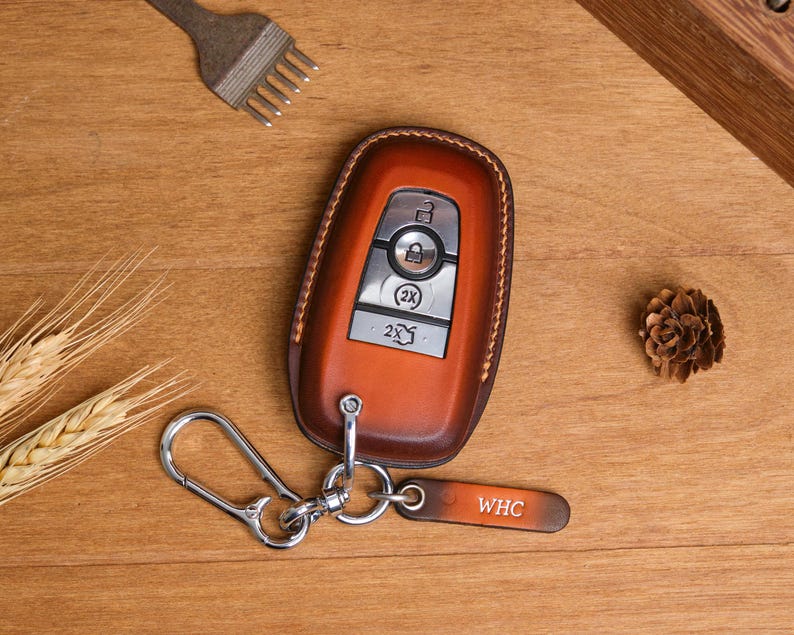 All Ford Mustang Key Fob Cover, Customized Leather Case for Dark Horse, GT, RTR, Mach-E, Mach-1 Shelby, Personalized Gift For Him