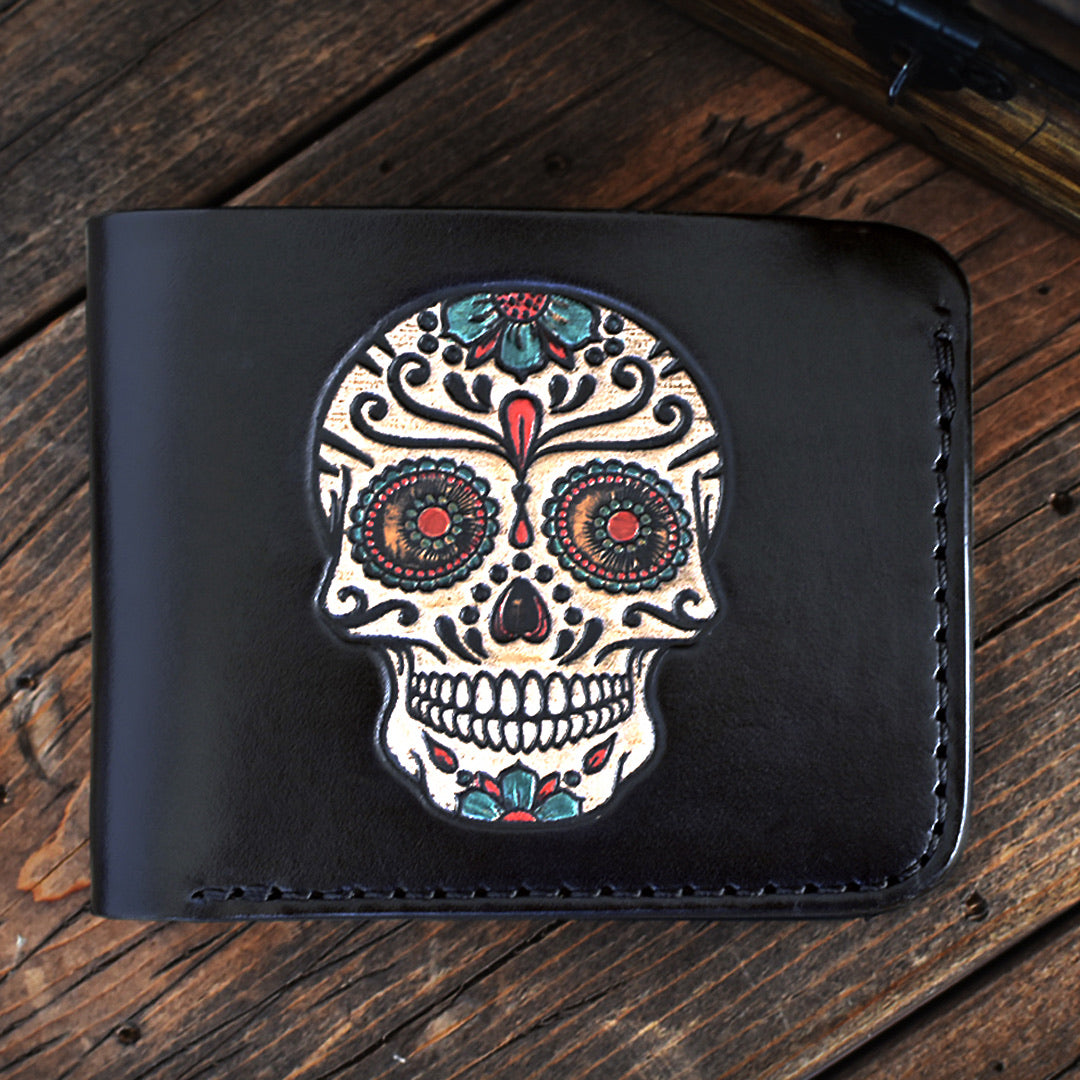 Sugar Skull Bi-Fold Wallet - Minimalist Slim Style