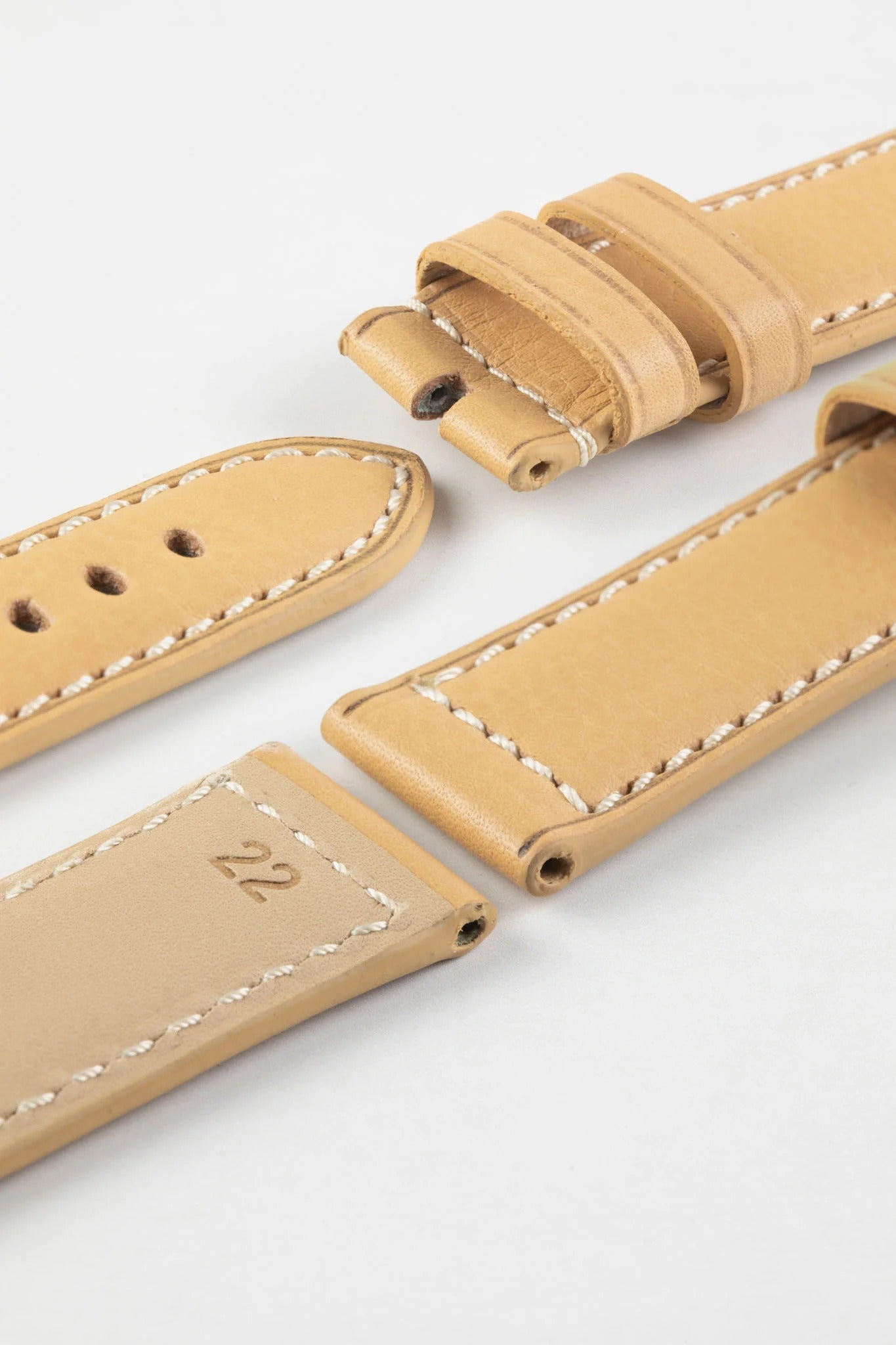 RIOS1931 FIRENZE Genuine Russia Leather Watch Strap in SAND