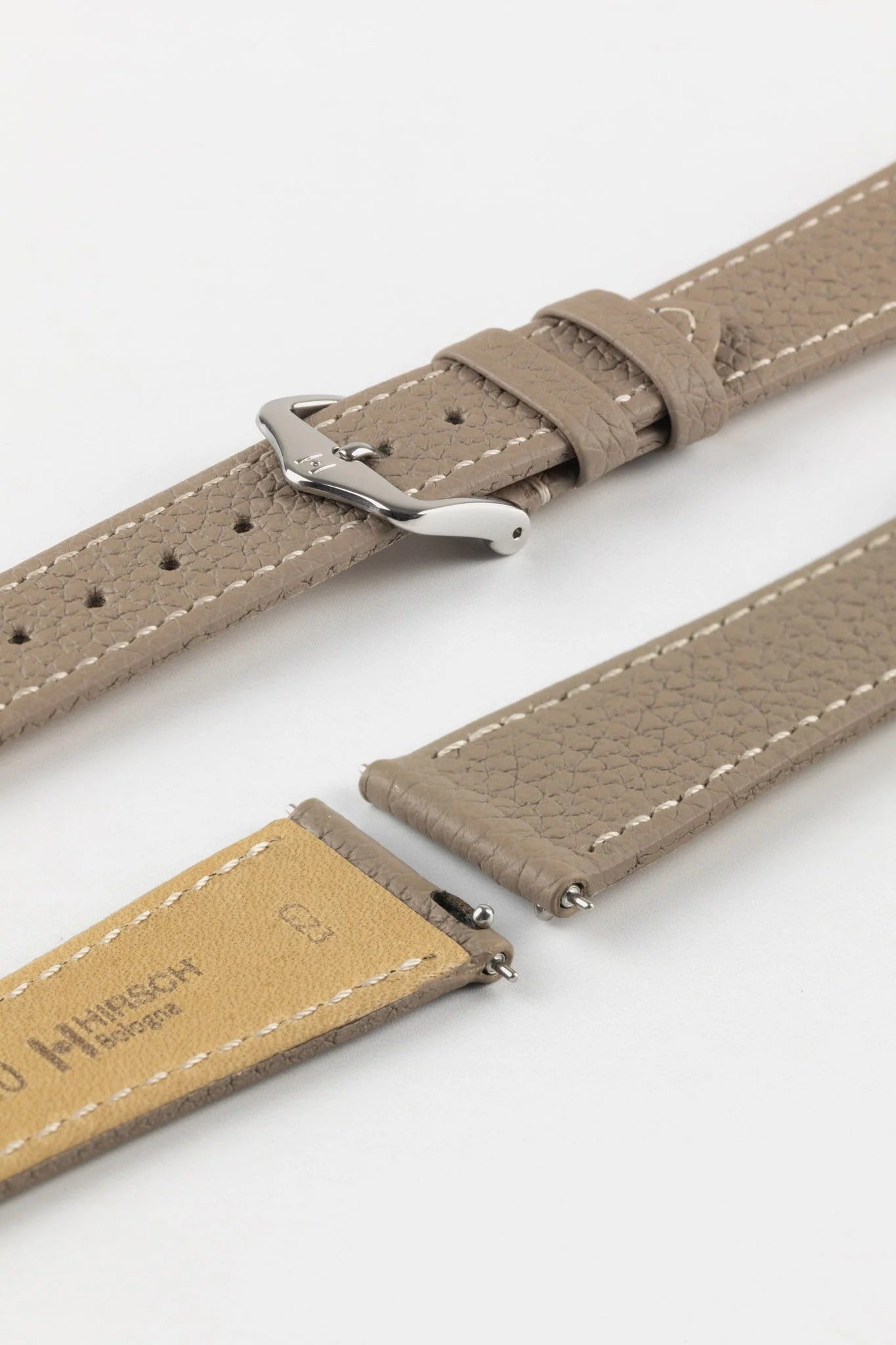 Hirsch BOLOGNA Quick-Release French-Style Textured Leather Watch Strap