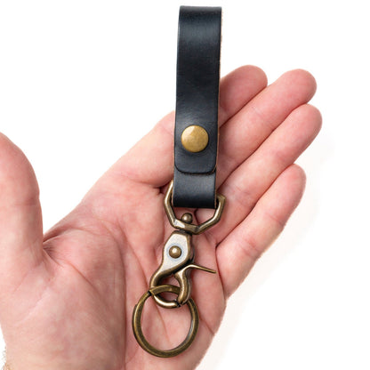 Leather Belt Loop Keychain - Black