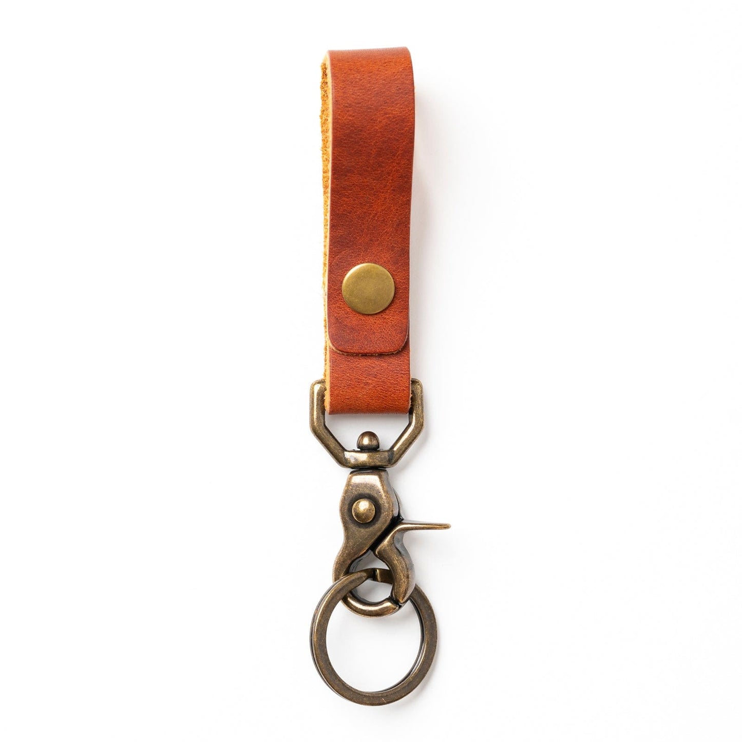 Leather Belt Loop Keychain - English Tan