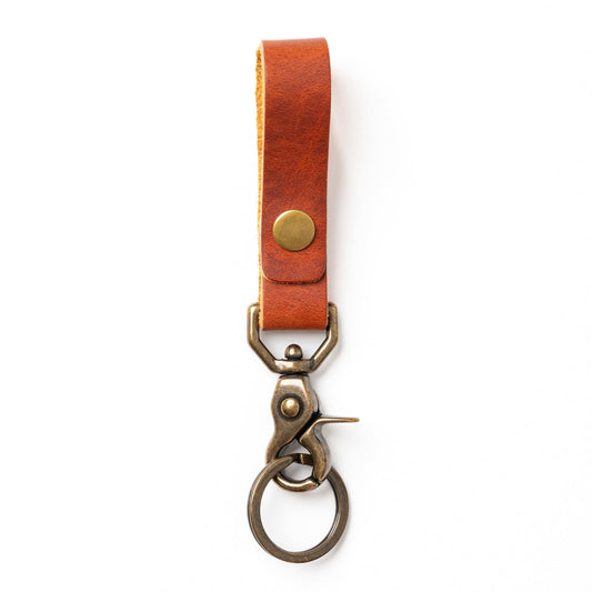 Leather Belt Loop Keychain - English Tan