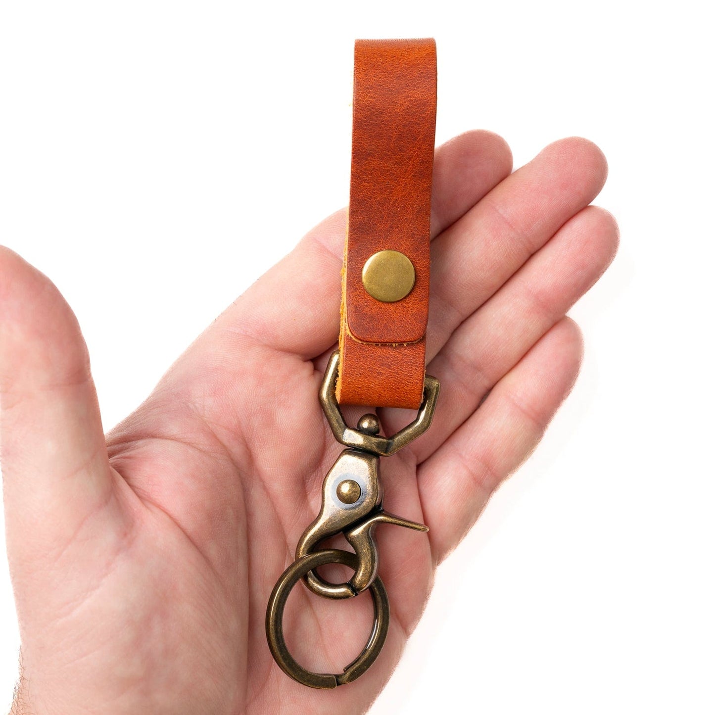 Leather Belt Loop Keychain - English Tan