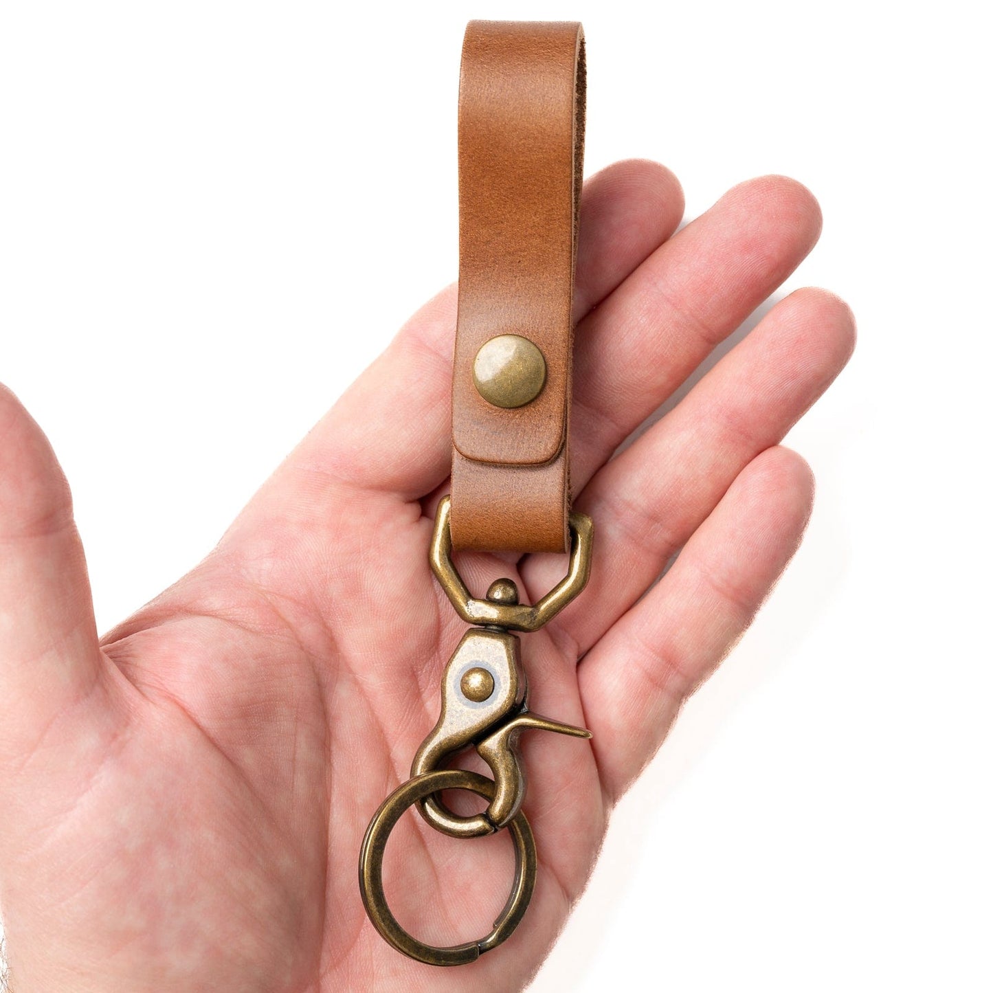 Leather Belt Loop Keychain - Natural