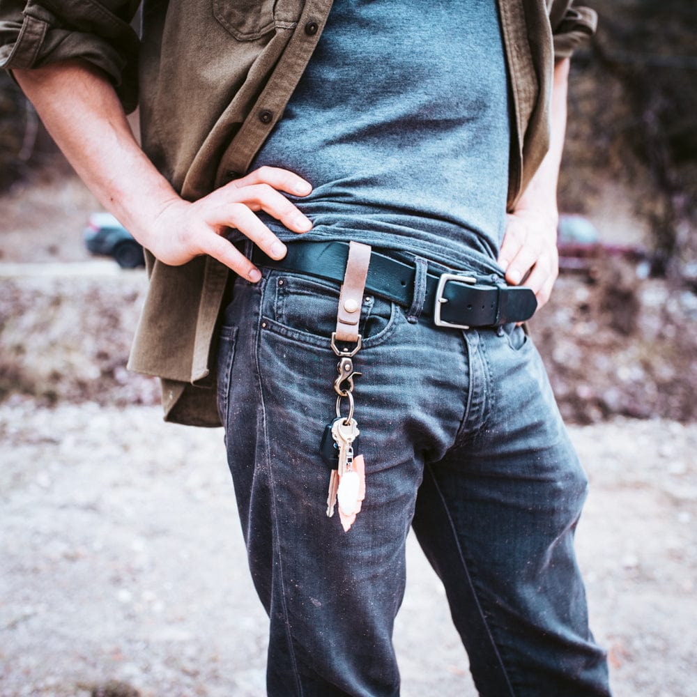 Leather Belt Loop Keychain - Natural