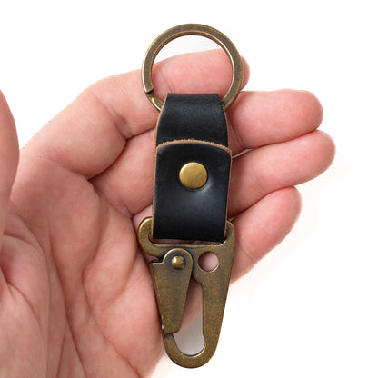 Leather Clip Keychain - Black