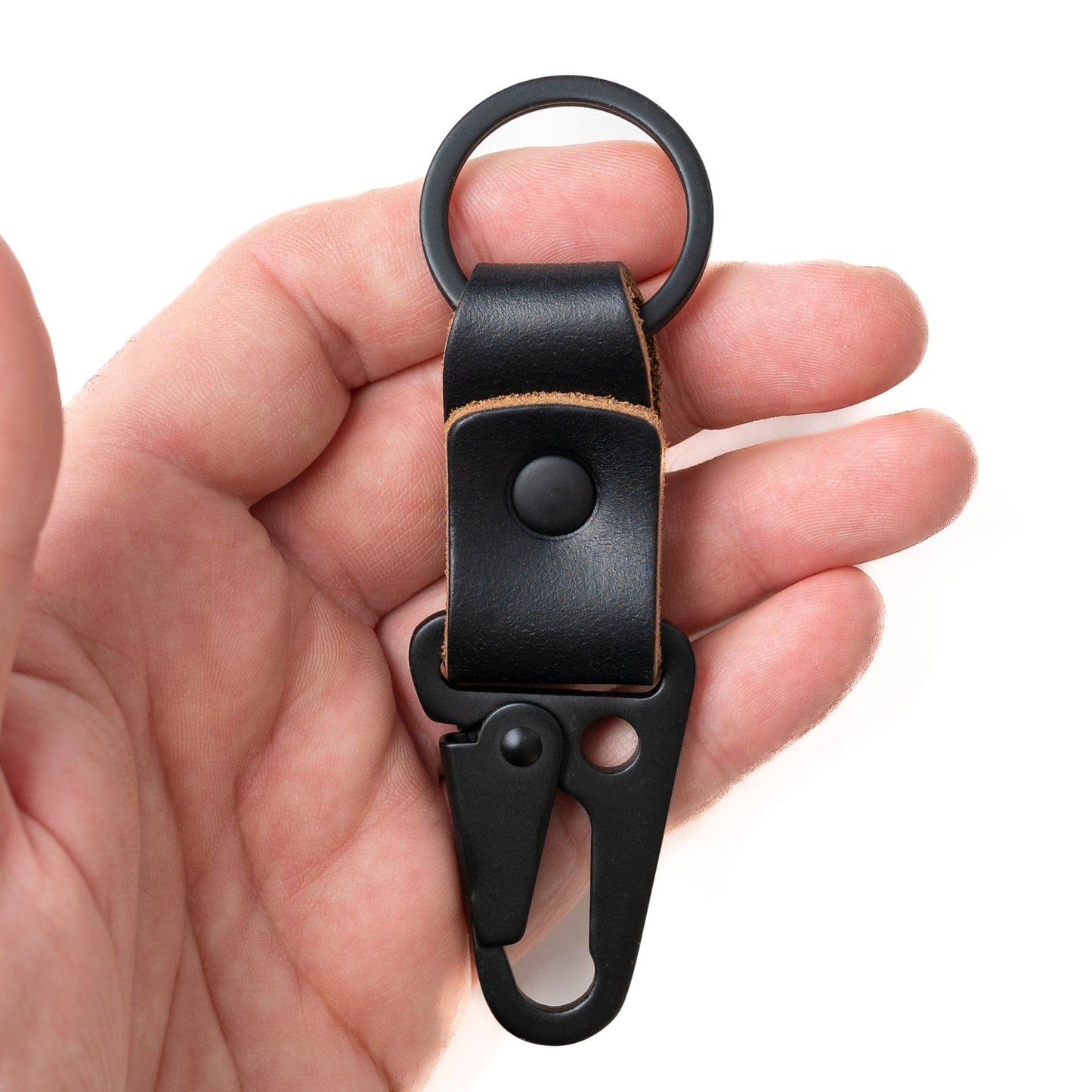 Leather Clip Keychain - Black