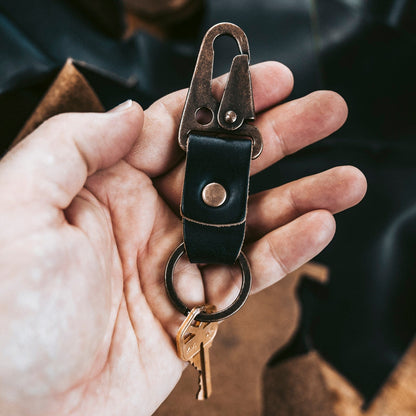 Leather Clip Keychain - Black