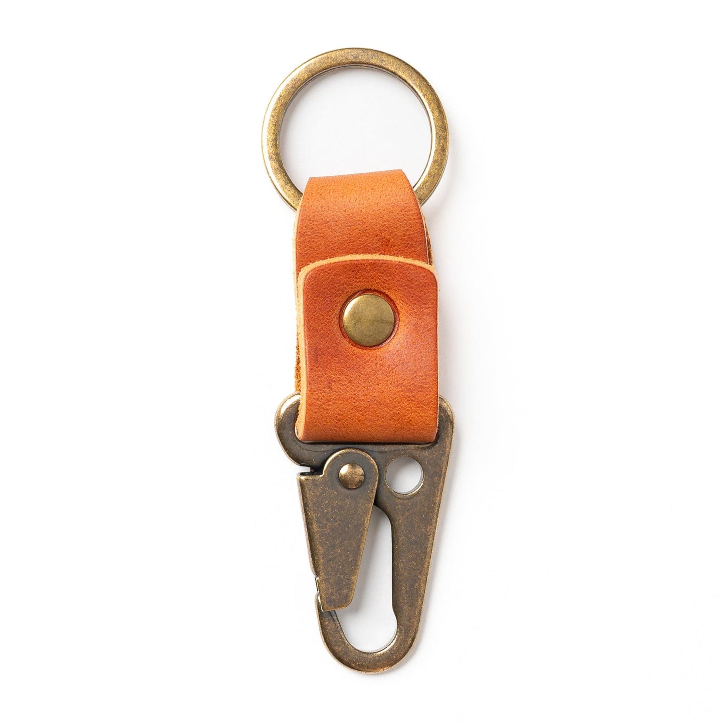 Leather Clip Keychain - English Tan