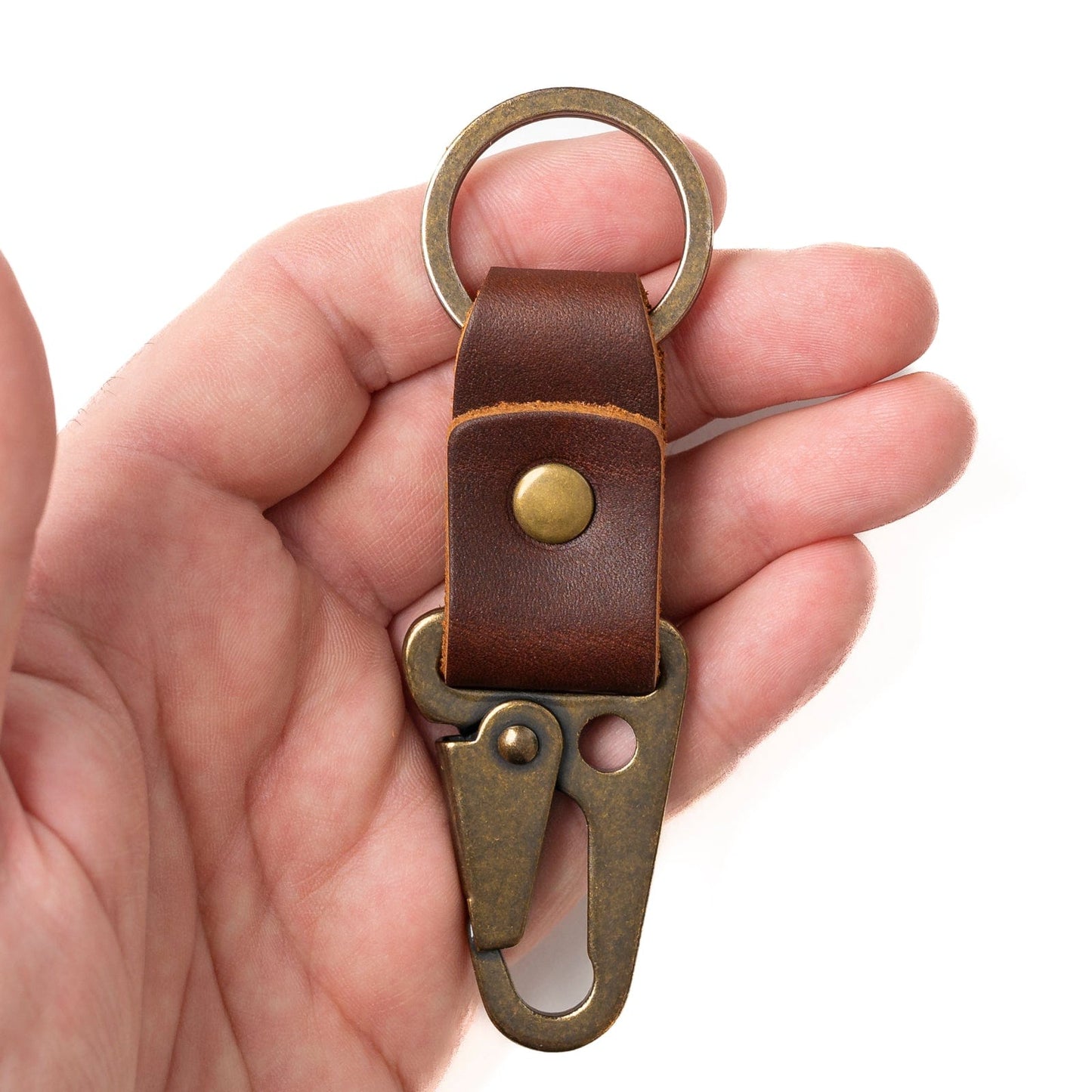 Leather Clip Keychain - Heritage Brown