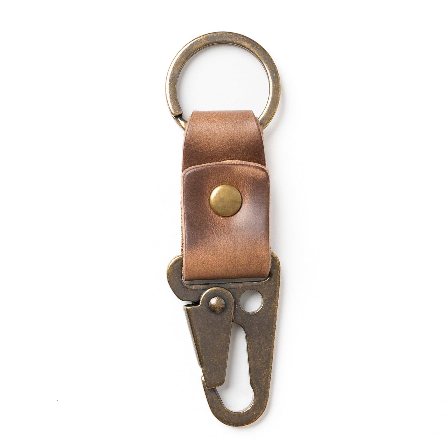 Leather Clip Keychain - Natural