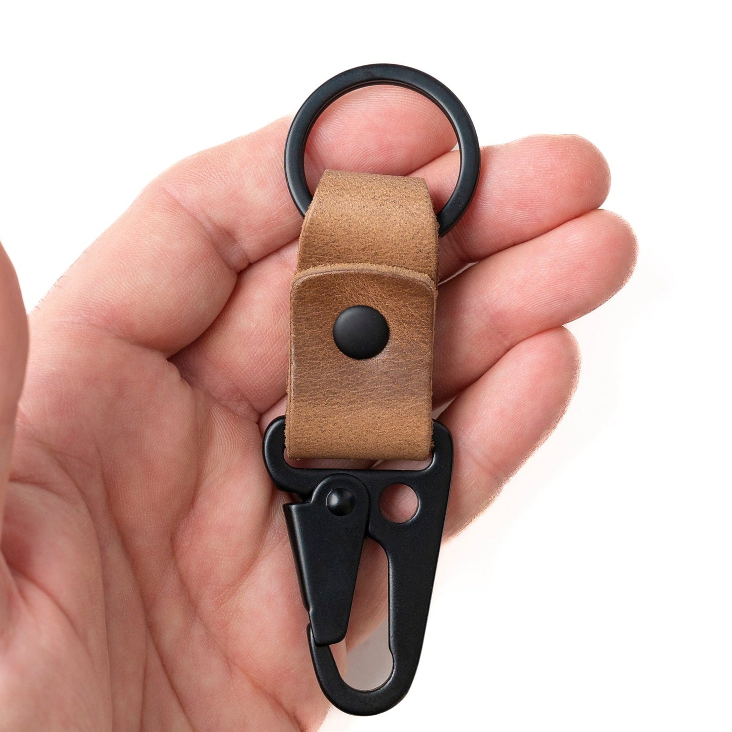 Leather Clip Keychain - Natural