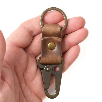 Leather Clip Keychain - Natural