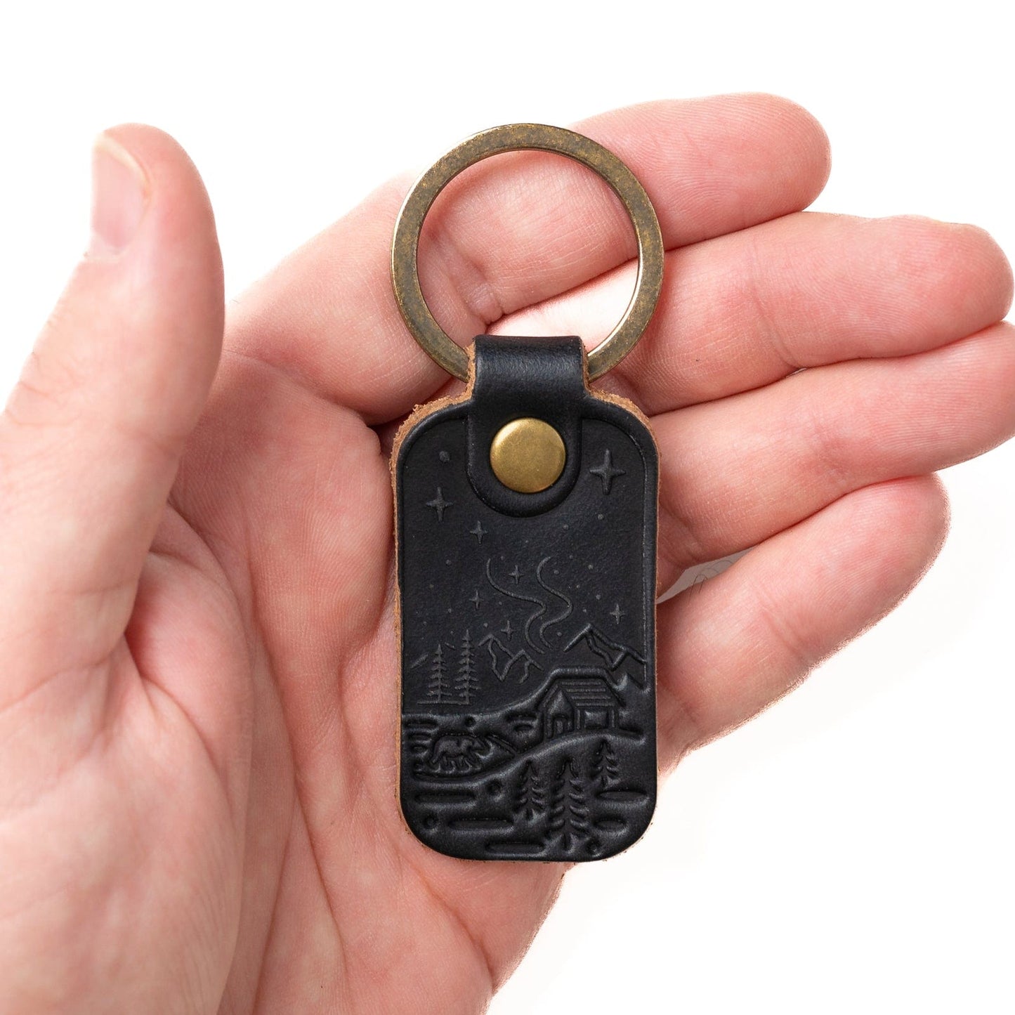 Leather Northern Lights Keyfob - Black