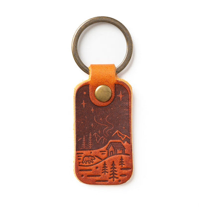 Leather Northern Lights Keyfob - English Tan