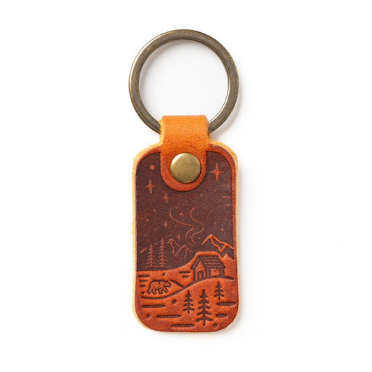 Leather Northern Lights Keyfob - English Tan