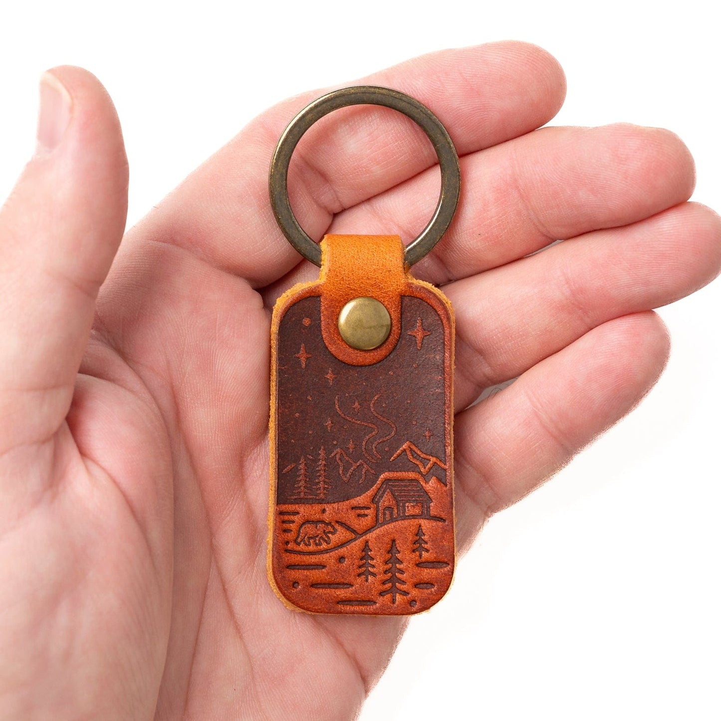 Leather Northern Lights Keyfob - English Tan