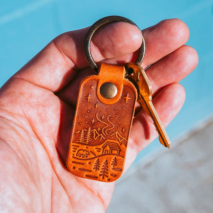 Leather Northern Lights Keyfob - English Tan