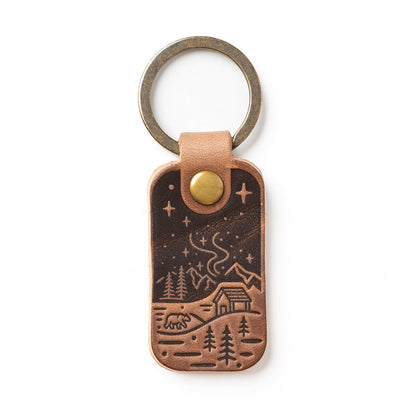 Leather Northern Lights Keyfob - Natural