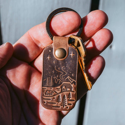 Leather Northern Lights Keyfob - Natural