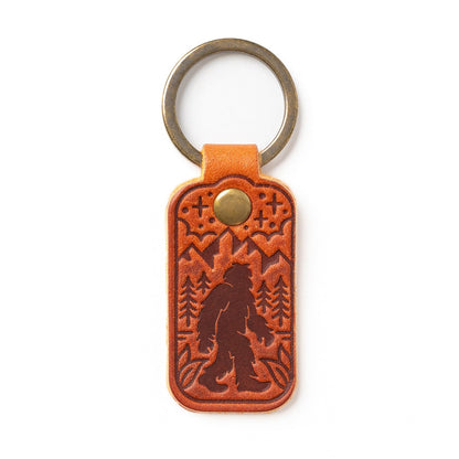 Leather Sasquatch Keyfob - English Tan