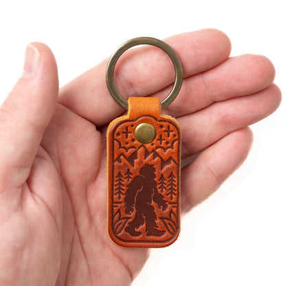 Leather Sasquatch Keyfob - English Tan