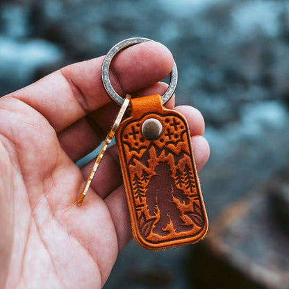 Leather Sasquatch Keyfob - English Tan