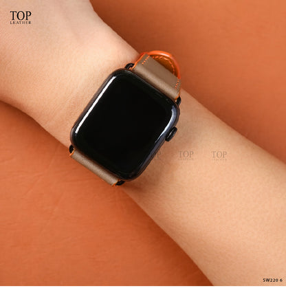 Watch Strap Swift Leather for Apple Watch, Mechanical Watch - Gray Mix Orange SW08.33