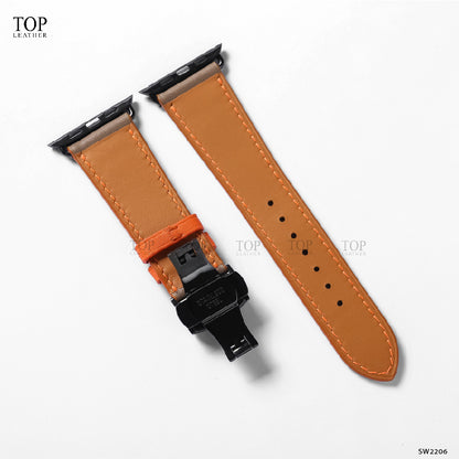 Watch Strap Swift Leather for Apple Watch, Mechanical Watch - Gray Mix Orange SW08.33