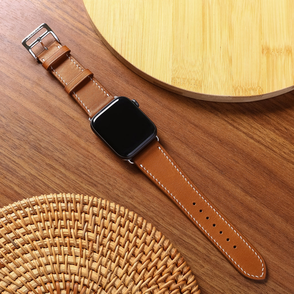 Handcrafted BA09.50 Genuine Leather Strap for Apple Watch and Traditional Watches