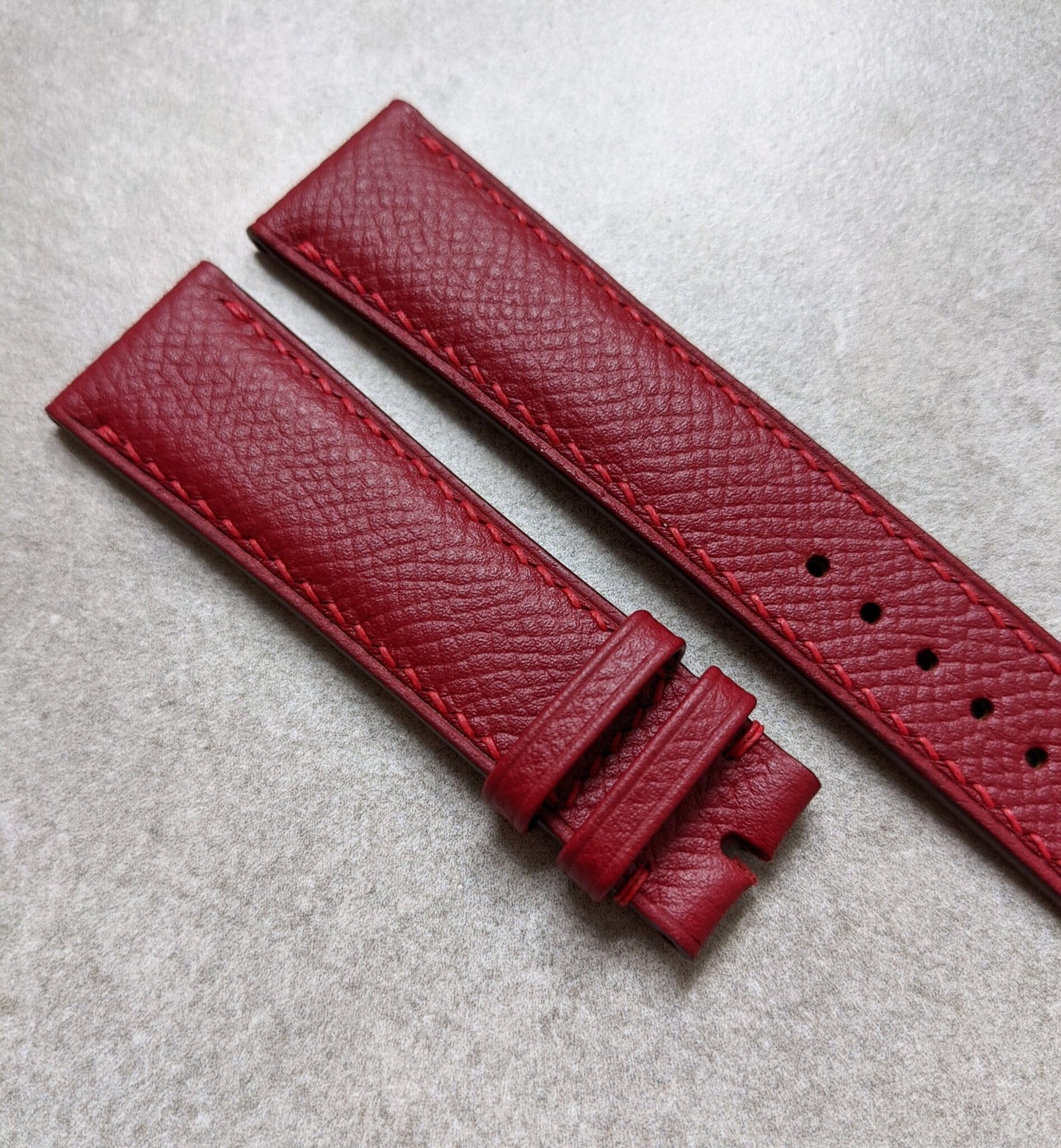 Epsom Calfskin Watch Strap - Burgundy