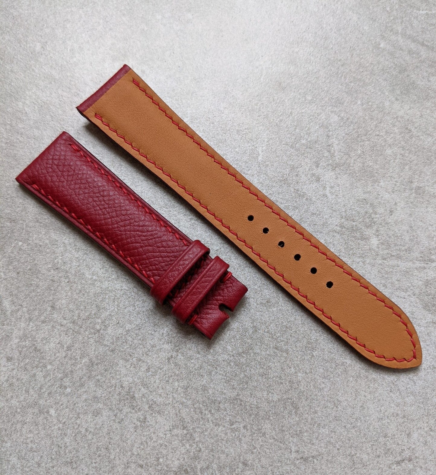 Epsom Calfskin Watch Strap - Burgundy