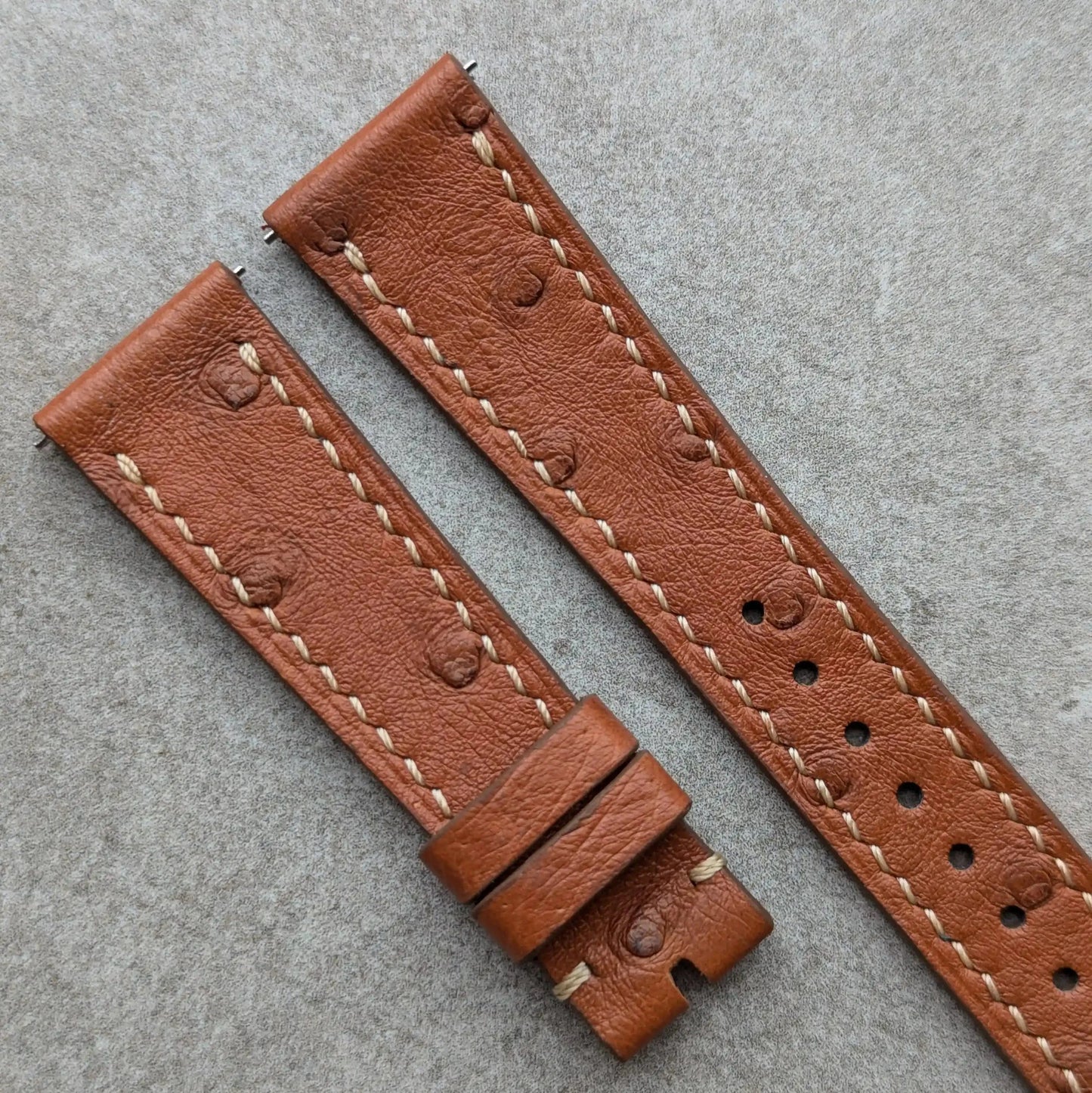 Ostrich Belly Watch Strap - Tan Brown