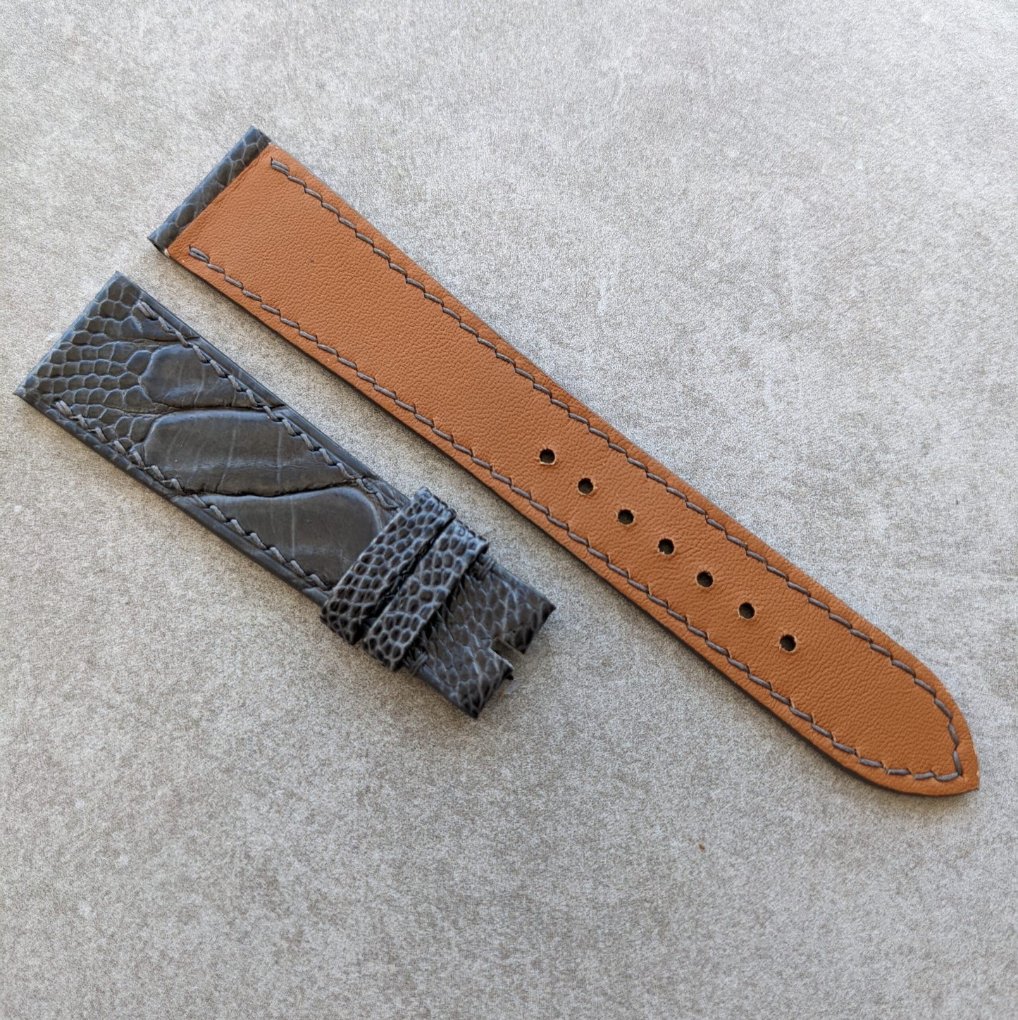 Ostrich Shin Watch Strap - Graphite Grey