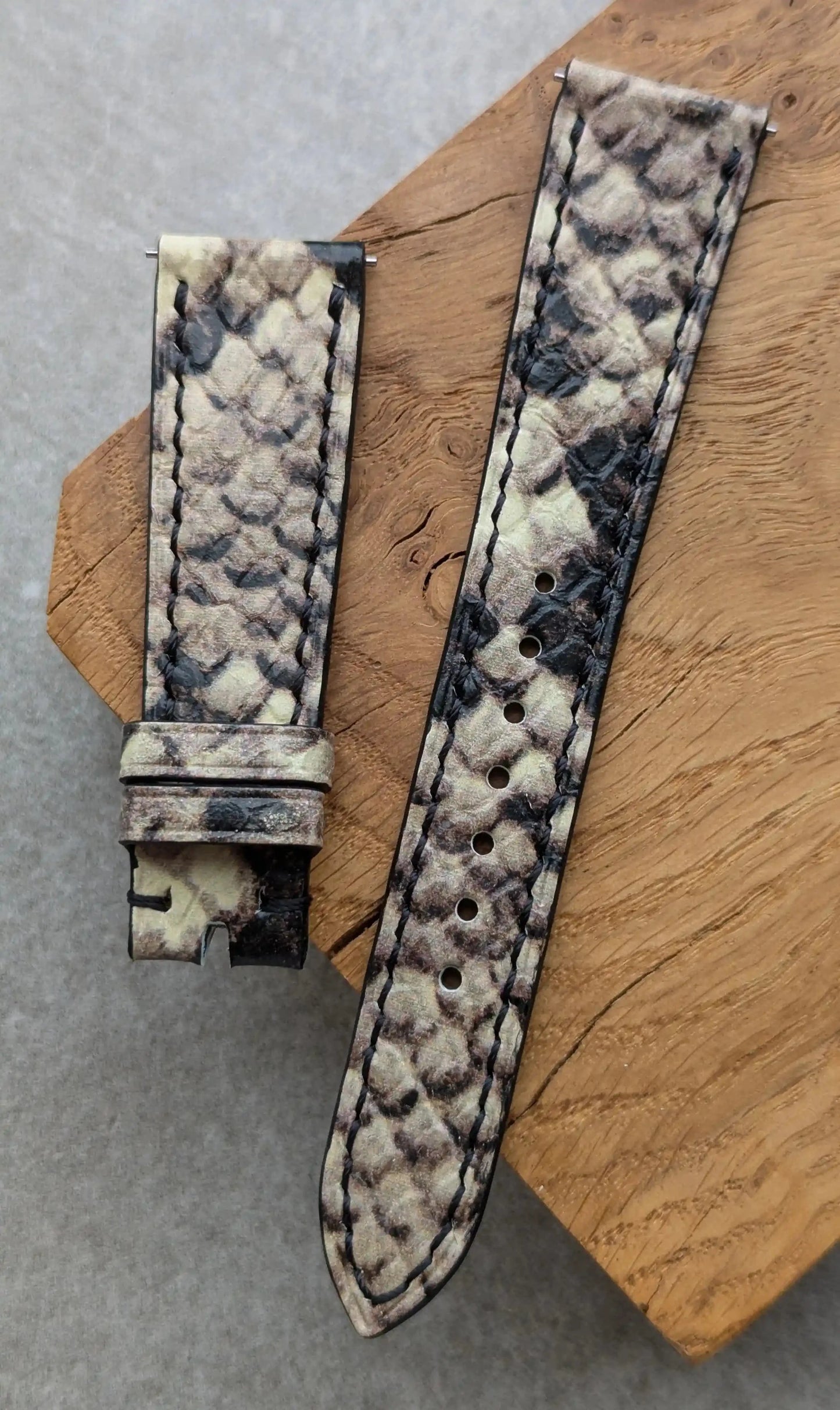 Embossed Python Watch Strap - Natural