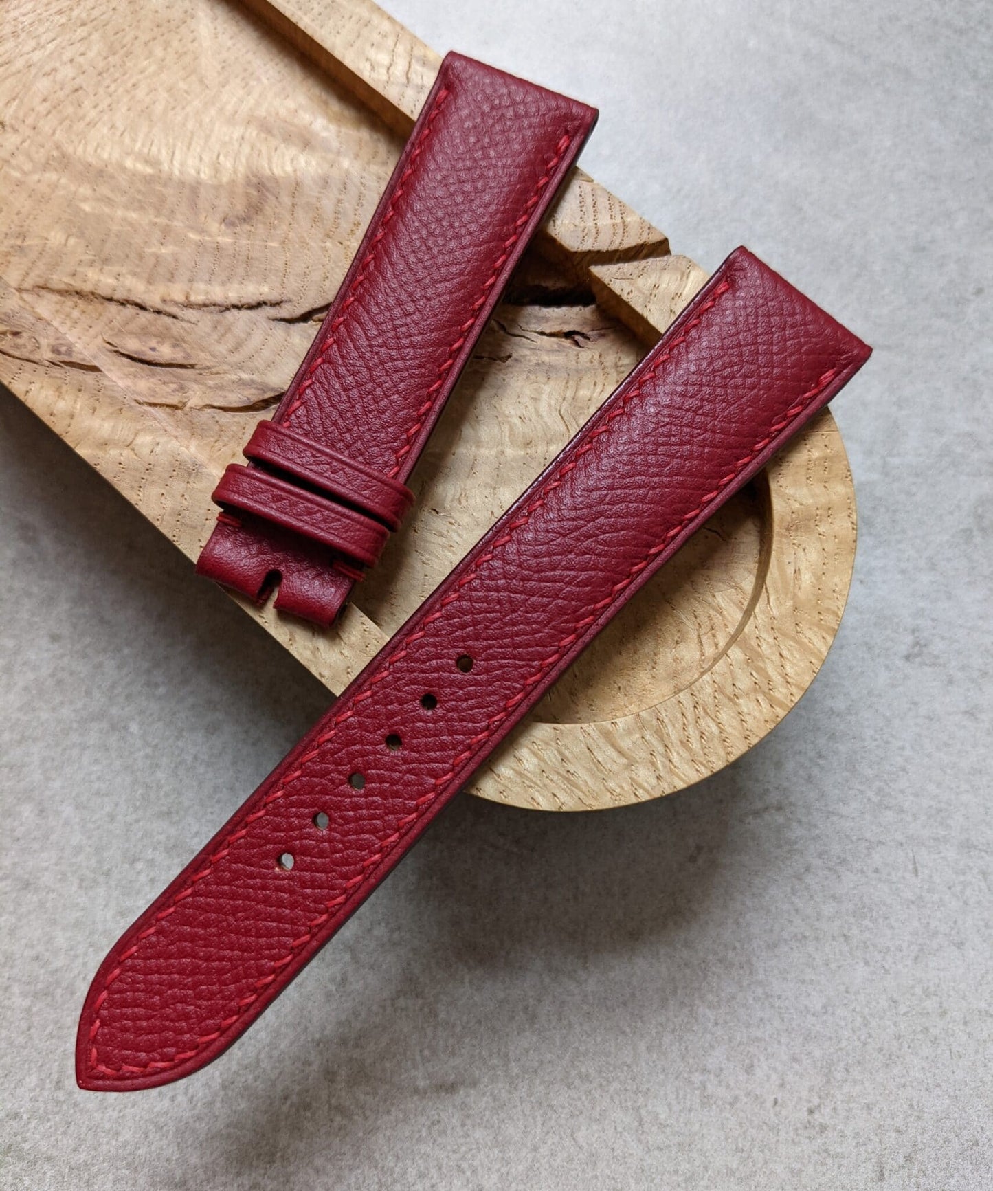 Epsom Calfskin Watch Strap - Burgundy