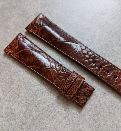 Ostrich Shin Watch Strap - Minimal Stitch - Cognac