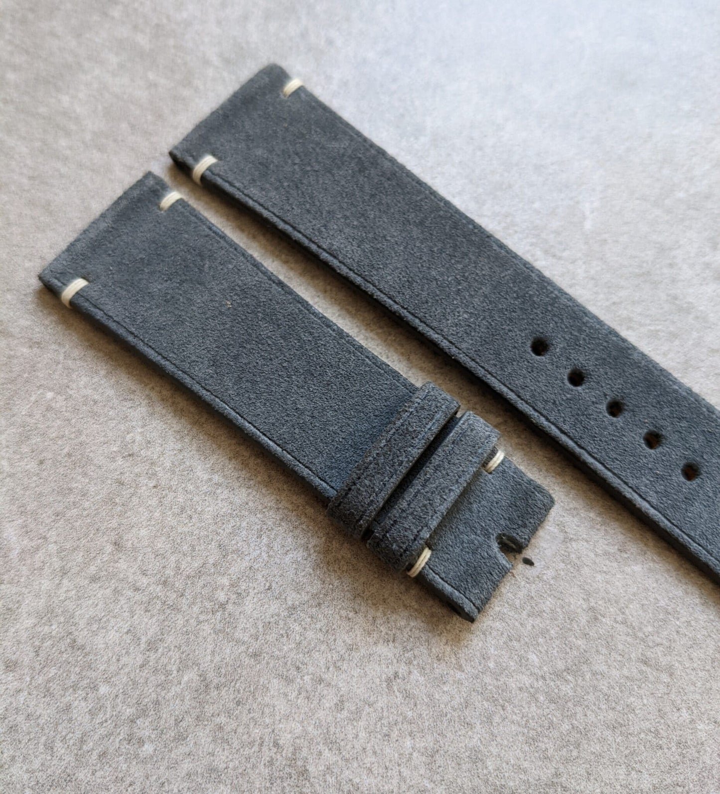 Premium Suede Strap Minimal Stitch - Light Grey