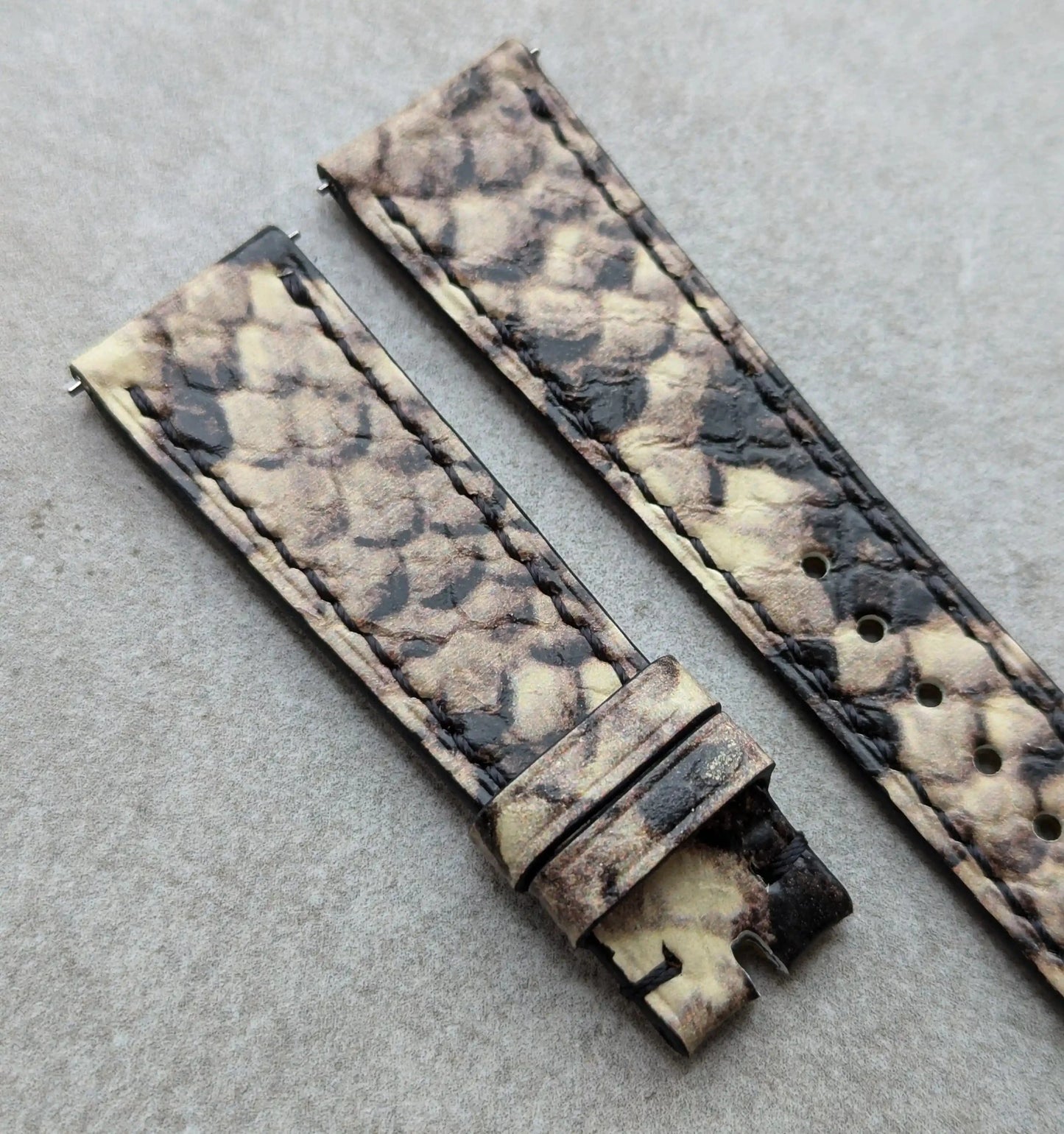 Embossed Python Watch Strap - Natural