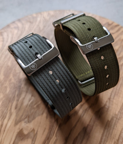 Premium Ribbed Fabric Watch Strap - Army Green