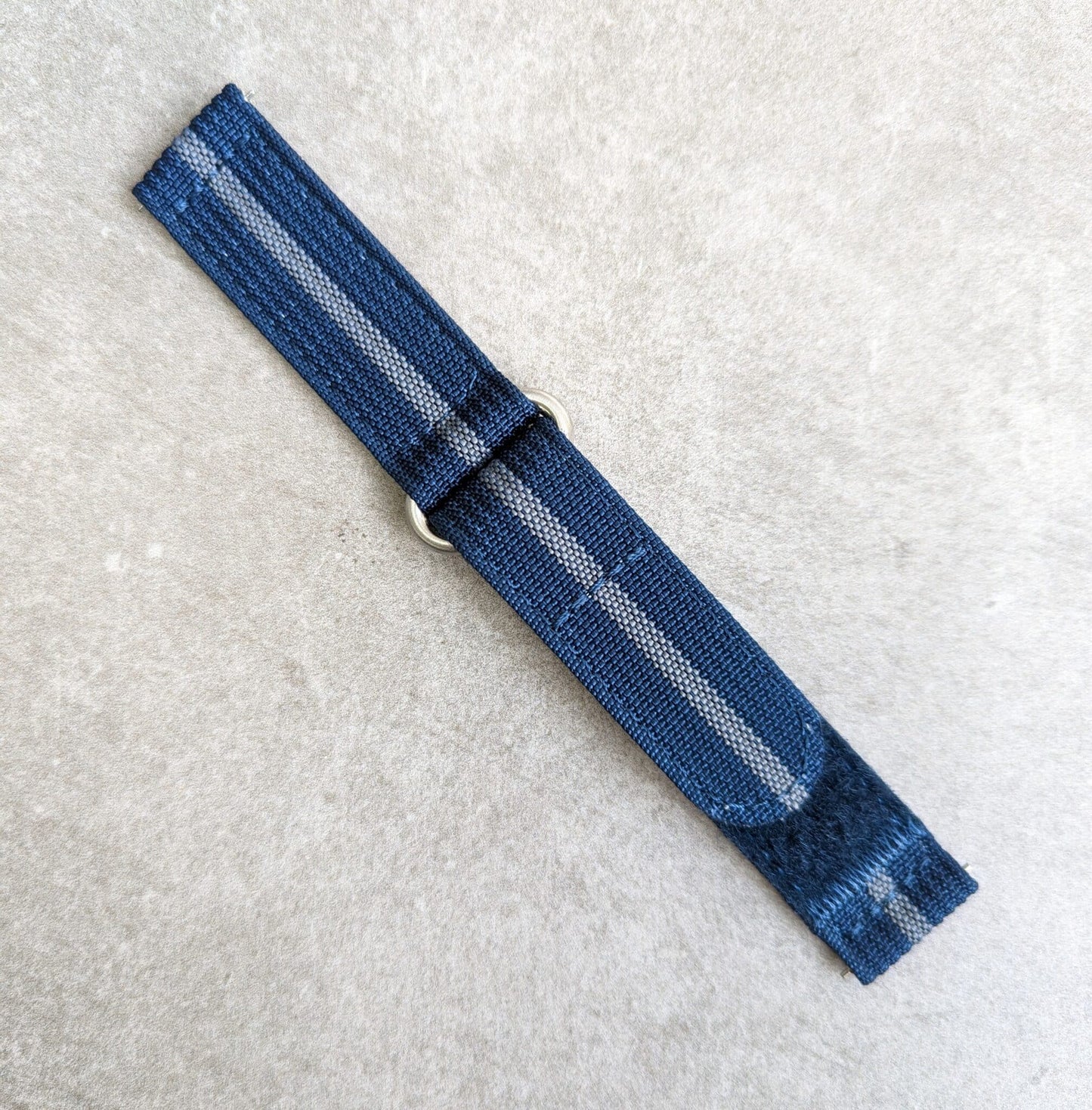 Premium Ribbed Two Piece Ballistic Nylon Strap - Navy & Blue Pinstripe