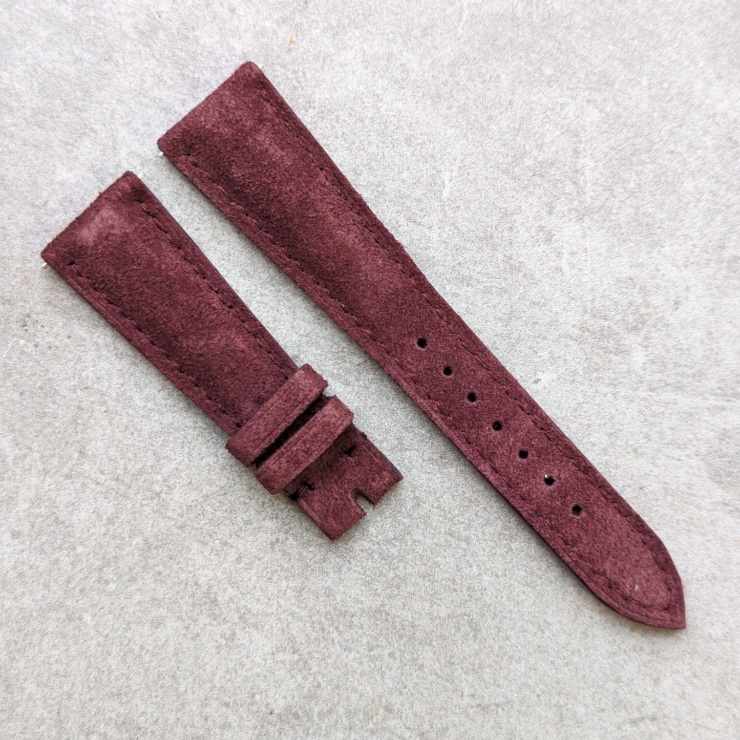 Suede Leather Watch Strap - Red Brown