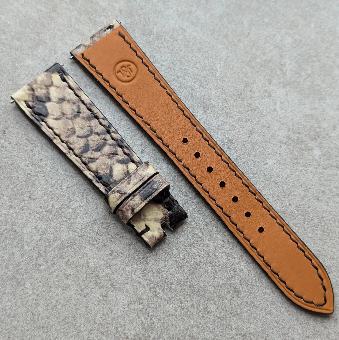 Embossed Python Watch Strap - Natural