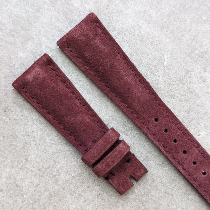 Suede Leather Watch Strap - Red Brown