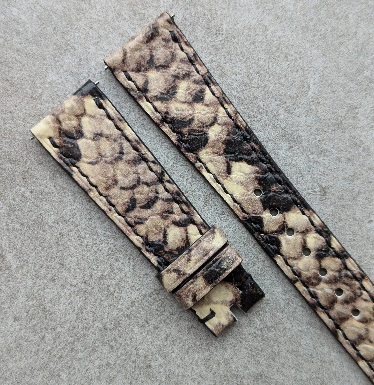 Embossed Python Watch Strap - Natural