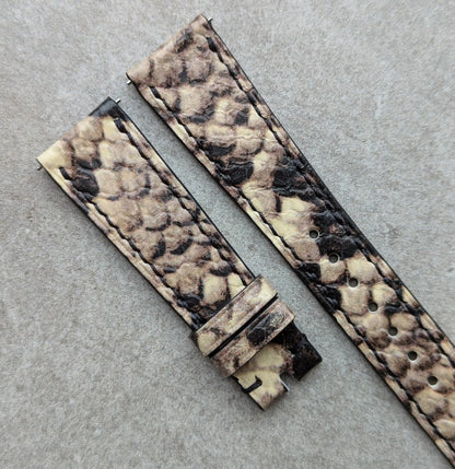 Embossed Python Watch Strap - Natural