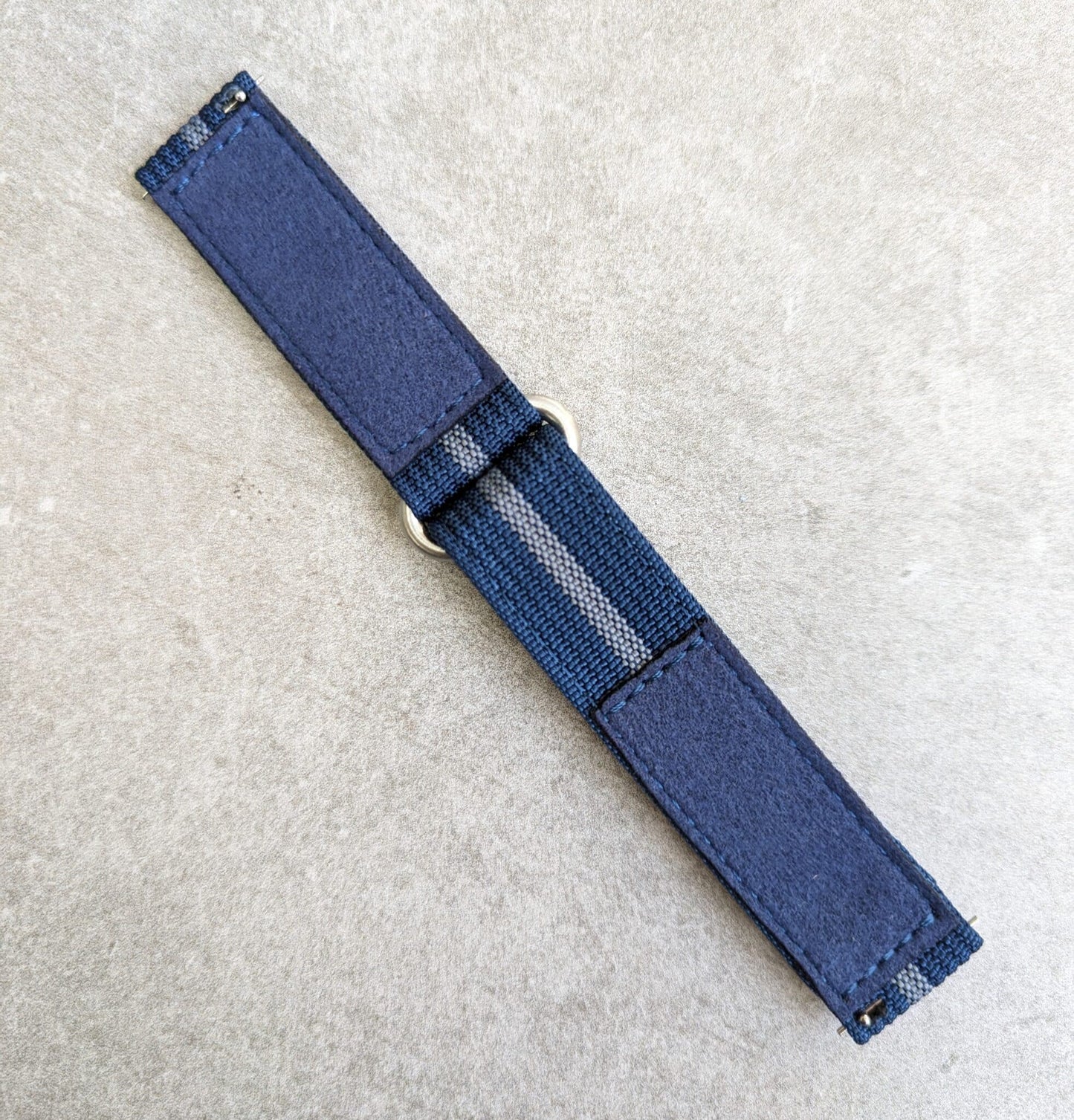 Premium Ribbed Two Piece Ballistic Nylon Strap - Navy & Blue Pinstripe